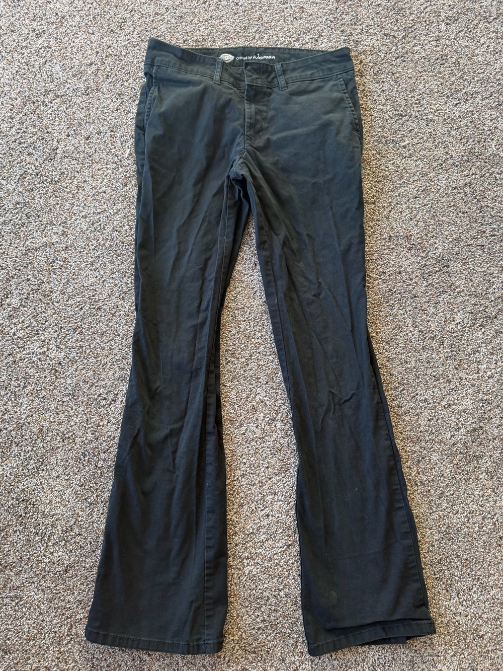 Dickies Women's 2R Black FP121 Low Rise Bootcut Flare Y2K Work Pants